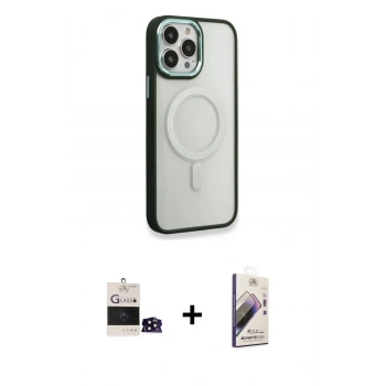 MARSİLYAN™- iPhone 14 Pro Max Kılıf Yankı Işık Özel Seri - Siyah Bilvis 3D Mat Cam Ekran Koruyucu + Bilvis Titan Kamera Lens - SH