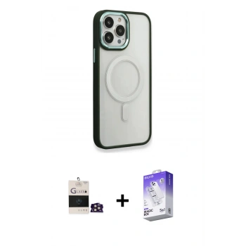MARSİLYAN™- iPhone 14 Pro Max Kılıf Yankı Işık Özel Seri - Siyah Bilvis 5in1 3D Magic Cam Ekran Koruyucu + Bilvis Titan Kamera Lens - GD