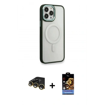 MARSİLYAN™- iPhone 14 Pro Max Kılıf Yankı Işık Özel Seri - Siyah Buffer Hayalet Cam Ekran Koruyucu + Raze Metal Kamera Lens - GD