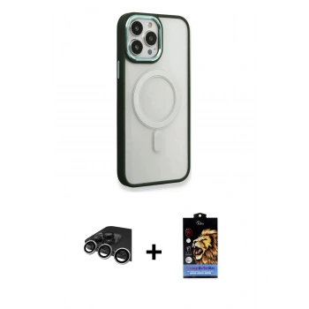 MARSİLYAN™- iPhone 14 Pro Max Kılıf Yankı Işık Özel Seri - Siyah Buffer Hayalet Cam Ekran Koruyucu + Raze Metal Kamera Lens - GS
