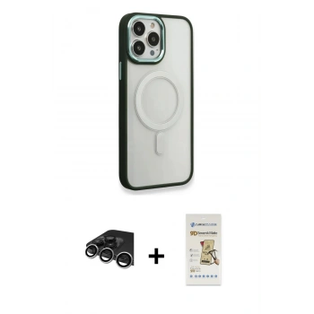 MARSİLYAN™- iPhone 14 Pro Max Kılıf Yankı Işık Özel Seri - Siyah Mat Seramik Nano Ekran Koruyucu + Raze Metal Kamera Lens - GS