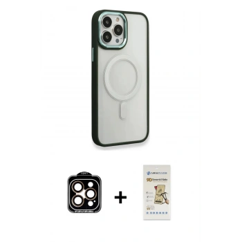 MARSİLYAN™- iPhone 14 Pro Max Kılıf Yankı Işık Özel Seri - Siyah Mat Seramik Nano Ekran Koruyucu + PVD Metal Kamera Lens - TU