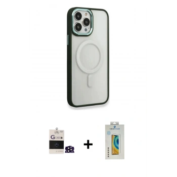 MARSİLYAN™- iPhone 14 Pro Max Kılıf Yankı Işık Özel Seri - Siyah Polymer Nano Ekran Koruyucu + Bilvis Titan Kamera Lens - DNMR