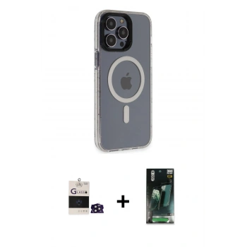 MARSİLYAN™- iPhone 14 Pro Max Kılıf Yankı Işık Prime - Şeffaf 360 Full Body Arka Koruyucu + Bilvis Titan Kamera Lens - DNMR