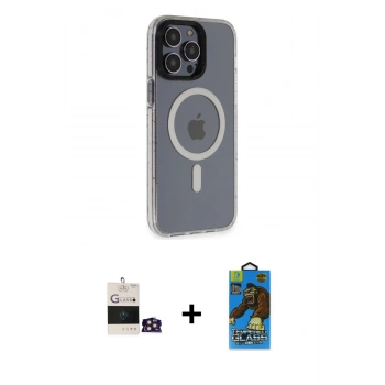 MARSİLYAN™- iPhone 14 Pro Max Kılıf Yankı Işık Prime - Siyah 18D Cam Ekran Koruyucu + Bilvis Titan Kamera Lens - GD