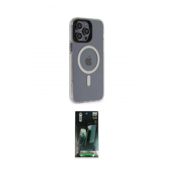 MARSİLYAN™- iPhone 14 Pro Max Kılıf Yankı Işık Prime - Siyah 360 Mat Full Body Arka Koruyucu