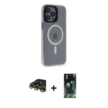 MARSİLYAN™- iPhone 14 Pro Max Kılıf Yankı Işık Prime - Siyah 360 Mat Full Body Arka Koruyucu + Raze Metal Kamera Lens - GD