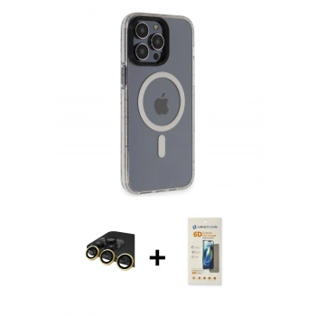 MARSİLYAN™- iPhone 14 Pro Max Kılıf Yankı Işık Prime - Siyah 6D Mat Seramik Hayalet Nano Ekran Koruyucu + Raze Metal Kamera Lens - GD