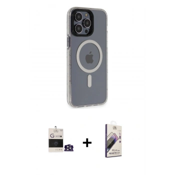MARSİLYAN™- iPhone 14 Pro Max Kılıf Yankı Işık Prime - Siyah Bilvis 3D Mat Cam Ekran Koruyucu + Bilvis Titan Kamera Lens - GS