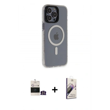 MARSİLYAN™- iPhone 14 Pro Max Kılıf Yankı Işık Prime - Siyah Bilvis 3D Mat Cam Ekran Koruyucu + Bilvis Titan Kamera Lens - GD
