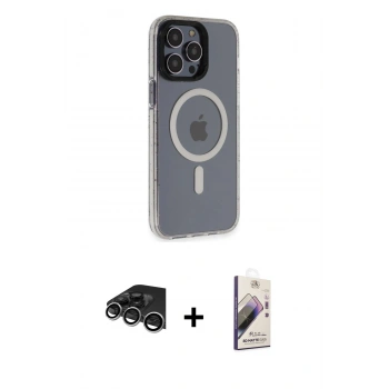 MARSİLYAN™- iPhone 14 Pro Max Kılıf Yankı Işık Prime - Siyah Bilvis 3D Mat Cam Ekran Koruyucu + Raze Metal Kamera Lens - GS
