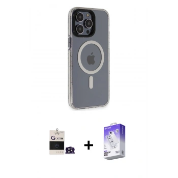 MARSİLYAN™- iPhone 14 Pro Max Kılıf Yankı Işık Prime - Siyah Bilvis 5in1 3D Magic Cam Ekran Koruyucu + Bilvis Titan Kamera Lens - DNMR