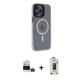 MARSİLYAN™- iPhone 14 Pro Max Kılıf Yankı Işık Prime - Siyah Bilvis Hayalet Cam Ekran Koruyucu + Bilvis Titan Kamera Lens - DNMR