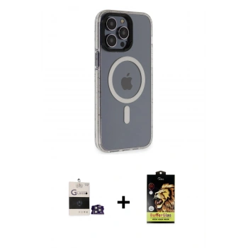 MARSİLYAN™- iPhone 14 Pro Max Kılıf Yankı Işık Prime - Siyah Buffer Cam Ekran Koruyucu + Bilvis Titan Kamera Lens - GS