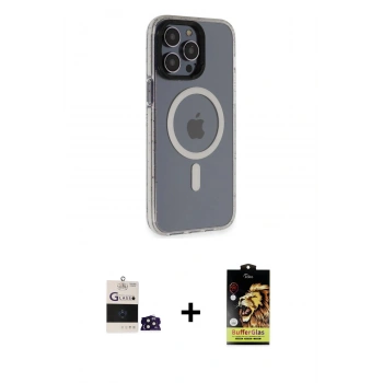 MARSİLYAN™- iPhone 14 Pro Max Kılıf Yankı Işık Prime - Siyah Buffer Cam Ekran Koruyucu + Bilvis Titan Kamera Lens - DNMR