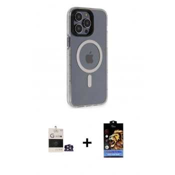 MARSİLYAN™- iPhone 14 Pro Max Kılıf Yankı Işık Prime - Siyah Buffer Hayalet Cam Ekran Koruyucu + Bilvis Titan Kamera Lens - GS