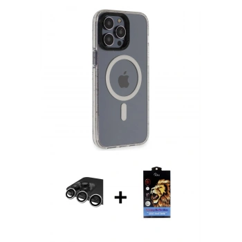 MARSİLYAN™- iPhone 14 Pro Max Kılıf Yankı Işık Prime - Siyah Buffer Hayalet Cam Ekran Koruyucu + Raze Metal Kamera Lens - GS