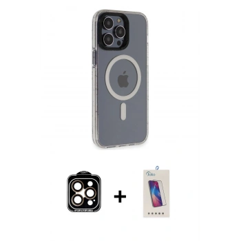 MARSİLYAN™- iPhone 14 Pro Max Kılıf Yankı Işık Prime - Siyah Joko 5D Cam + PVD Metal Kamera Lens - TU