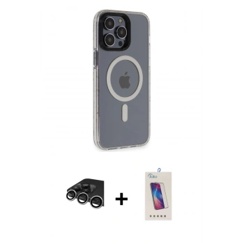 MARSİLYAN™- iPhone 14 Pro Max Kılıf Yankı Işık Prime - Siyah Joko 5D Cam + Raze Metal Kamera Lens - GS