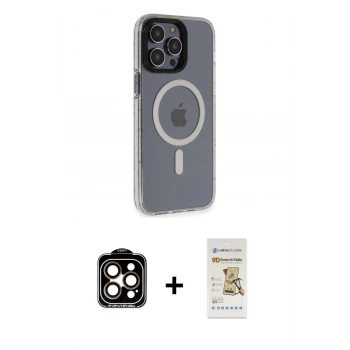 MARSİLYAN™- iPhone 14 Pro Max Kılıf Yankı Işık Prime - Siyah Mat Seramik Nano Ekran Koruyucu + PVD Metal Kamera Lens - TU