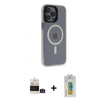 MARSİLYAN™- iPhone 14 Pro Max Kılıf Yankı Işık Prime - Siyah Polymer Nano Ekran Koruyucu + Bilvis Titan Kamera Lens - SH