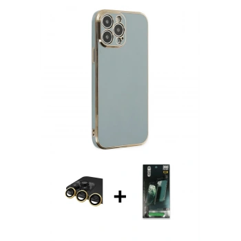 MARSİLYAN™- iPhone 14 Pro Max Kılıf Yankı Serisi - Şeffaf 360 Full Body Arka Koruyucu + Raze Metal Kamera Lens - GD