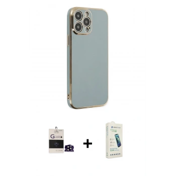 MARSİLYAN™- iPhone 14 Pro Max Kılıf Yankı Serisi - Şeffaf Pasifik Cam Ekran Koruyucu + Bilvis Titan Kamera Lens - SH