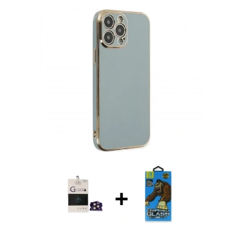 MARSİLYAN™- iPhone 14 Pro Max Kılıf Yankı Serisi - Siyah 18D Cam Ekran Koruyucu + Bilvis Titan Kamera Lens - GD