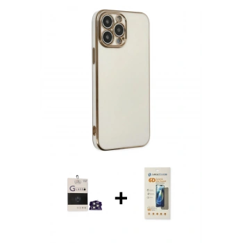 MARSİLYAN™- iPhone 14 Pro Max Kılıf Yankı Serisi - Siyah 6D Mat Seramik Hayalet Nano Ekran Koruyucu + Bilvis Titan Kamera Lens - GS