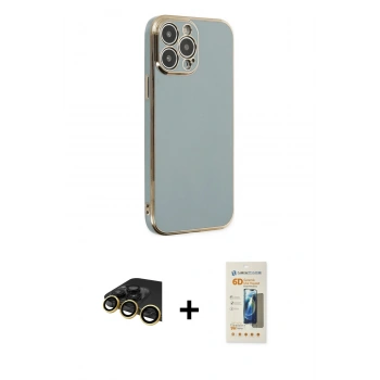 MARSİLYAN™- iPhone 14 Pro Max Kılıf Yankı Serisi - Siyah 6D Mat Seramik Hayalet Nano Ekran Koruyucu + Raze Metal Kamera Lens - GD