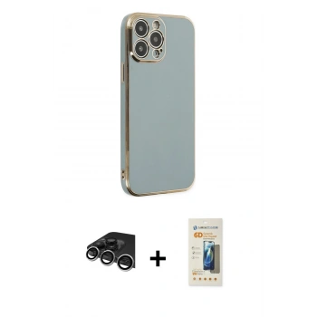 MARSİLYAN™- iPhone 14 Pro Max Kılıf Yankı Serisi - Siyah 6D Mat Seramik Hayalet Nano Ekran Koruyucu + Raze Metal Kamera Lens - GS