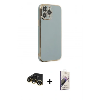MARSİLYAN™- iPhone 14 Pro Max Kılıf Yankı Serisi - Siyah Bilvis 3D Mat Cam Ekran Koruyucu + Raze Metal Kamera Lens - GD