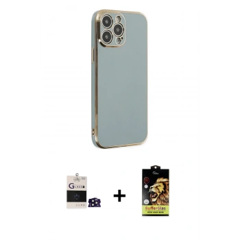 MARSİLYAN™- iPhone 14 Pro Max Kılıf Yankı Serisi - Siyah Buffer Cam Ekran Koruyucu + Bilvis Titan Kamera Lens - DNMR