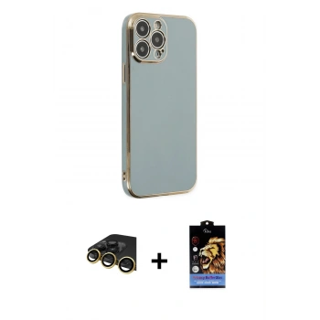 MARSİLYAN™- iPhone 14 Pro Max Kılıf Yankı Serisi - Siyah Buffer Hayalet Cam Ekran Koruyucu + Raze Metal Kamera Lens - GD