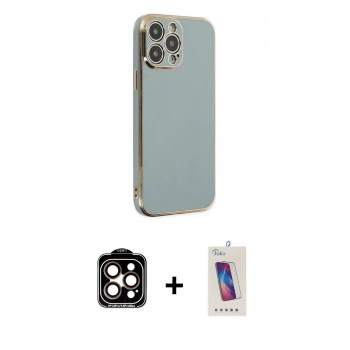 MARSİLYAN™- iPhone 14 Pro Max Kılıf Yankı Serisi - Siyah Joko 5D Cam + PVD Metal Kamera Lens - TU