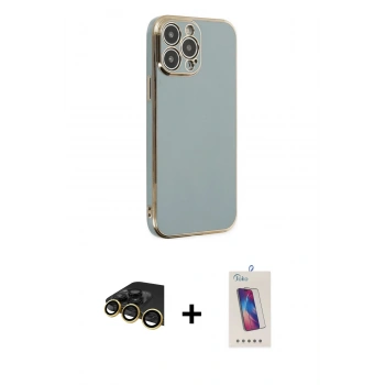MARSİLYAN™- iPhone 14 Pro Max Kılıf Yankı Serisi - Siyah Joko 5D Cam + Raze Metal Kamera Lens - GD