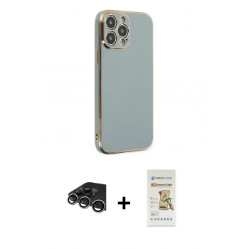 MARSİLYAN™- iPhone 14 Pro Max Kılıf Yankı Serisi - Siyah Mat Seramik Nano Ekran Koruyucu + Raze Metal Kamera Lens - GS