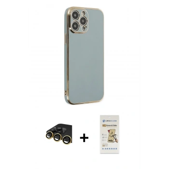 MARSİLYAN™- iPhone 14 Pro Max Kılıf Yankı Serisi - Siyah Mat Seramik Nano Ekran Koruyucu + Raze Metal Kamera Lens - GD