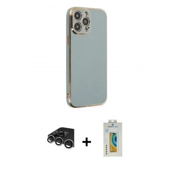 MARSİLYAN™- iPhone 14 Pro Max Kılıf Yankı Serisi - Siyah Polymer Nano Ekran Koruyucu + Raze Metal Kamera Lens - GS