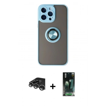 MARSİLYAN™- iPhone 14 Pro Max Kılıf Yörünge Çizgi - Şeffaf 360 Full Body Arka Koruyucu + Raze Metal Kamera Lens - GS