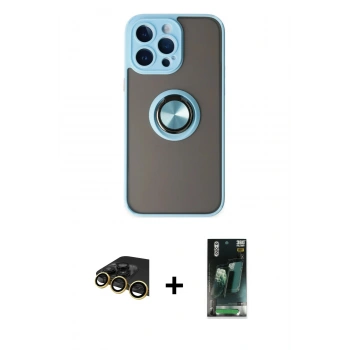 MARSİLYAN™- iPhone 14 Pro Max Kılıf Yörünge Çizgi - Şeffaf 360 Full Body Arka Koruyucu + Raze Metal Kamera Lens - GD