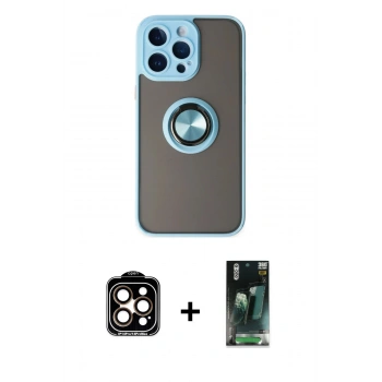 MARSİLYAN™- iPhone 14 Pro Max Kılıf Yörünge Çizgi - Şeffaf 360 Full Body Arka Koruyucu + PVD Metal Kamera Lens - TU