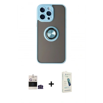 MARSİLYAN™- iPhone 14 Pro Max Kılıf Yörünge Çizgi - Şeffaf Pasifik Cam Ekran Koruyucu + Bilvis Titan Kamera Lens - DNMR