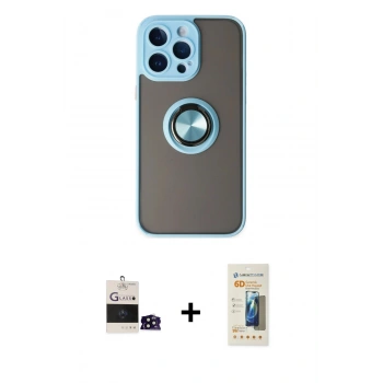 MARSİLYAN™- iPhone 14 Pro Max Kılıf Yörünge Çizgi - Siyah 6D Mat Seramik Hayalet Nano Ekran Koruyucu + Bilvis Titan Kamera Lens - SH