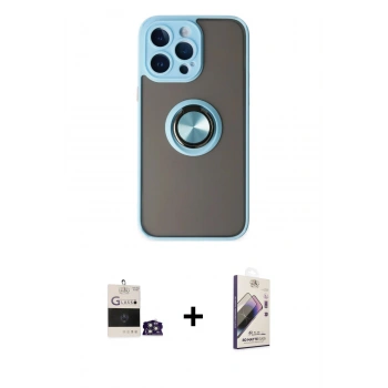 MARSİLYAN™- iPhone 14 Pro Max Kılıf Yörünge Çizgi - Siyah Bilvis 3D Mat Cam Ekran Koruyucu + Bilvis Titan Kamera Lens - GS