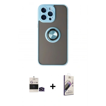 MARSİLYAN™- iPhone 14 Pro Max Kılıf Yörünge Çizgi - Siyah Bilvis 3D Mat Cam Ekran Koruyucu + Bilvis Titan Kamera Lens - SH