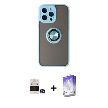 MARSİLYAN™- iPhone 14 Pro Max Kılıf Yörünge Çizgi - Siyah Bilvis 5in1 3D Magic Cam Ekran Koruyucu + Bilvis Titan Kamera Lens - GD