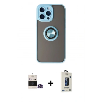 MARSİLYAN™- iPhone 14 Pro Max Kılıf Yörünge Çizgi - Siyah Bilvis Hayalet Cam Ekran Koruyucu + Bilvis Titan Kamera Lens - GS