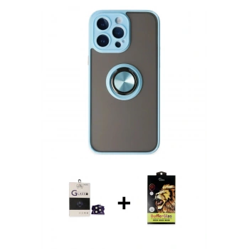 MARSİLYAN™- iPhone 14 Pro Max Kılıf Yörünge Çizgi - Siyah Buffer Cam Ekran Koruyucu + Bilvis Titan Kamera Lens - SH