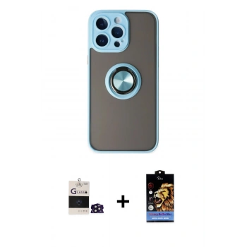 MARSİLYAN™- iPhone 14 Pro Max Kılıf Yörünge Çizgi - Siyah Buffer Hayalet Cam Ekran Koruyucu + Bilvis Titan Kamera Lens - DNMR